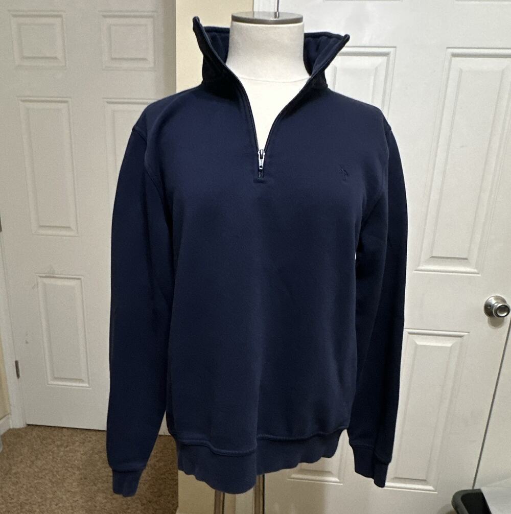 TailorByrd Collection Men's M Blue Knit 1/4 Zip Mock Neck Sweatshirt Embro